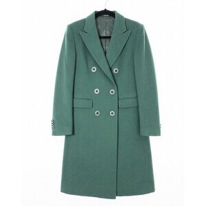 TAGLIATORE Italian Green Cashmere Blend Double-Breasted Long Coat Size 40 US S/M